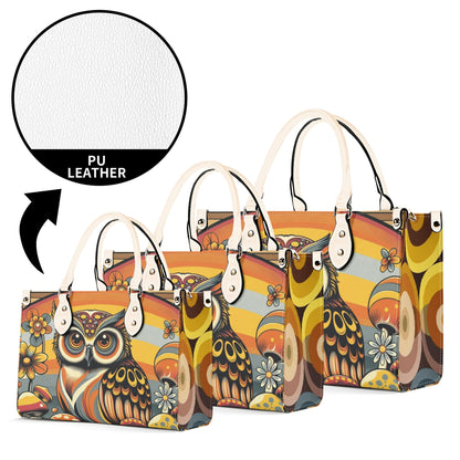 Groovy 70s Retro Owl, Mushroom, Floral Hipster Funky Flaired Handbag Shoulder Bag - Mid Century Modern Gal