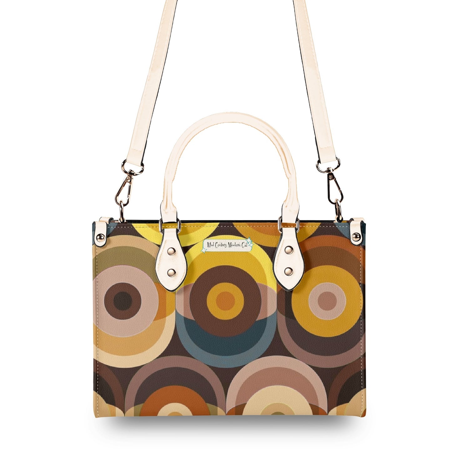 Groovy 70s Retro Owl, Mushroom, Floral Hipster Funky Flaired Handbag Shoulder Bag - Mid Century Modern Gal
