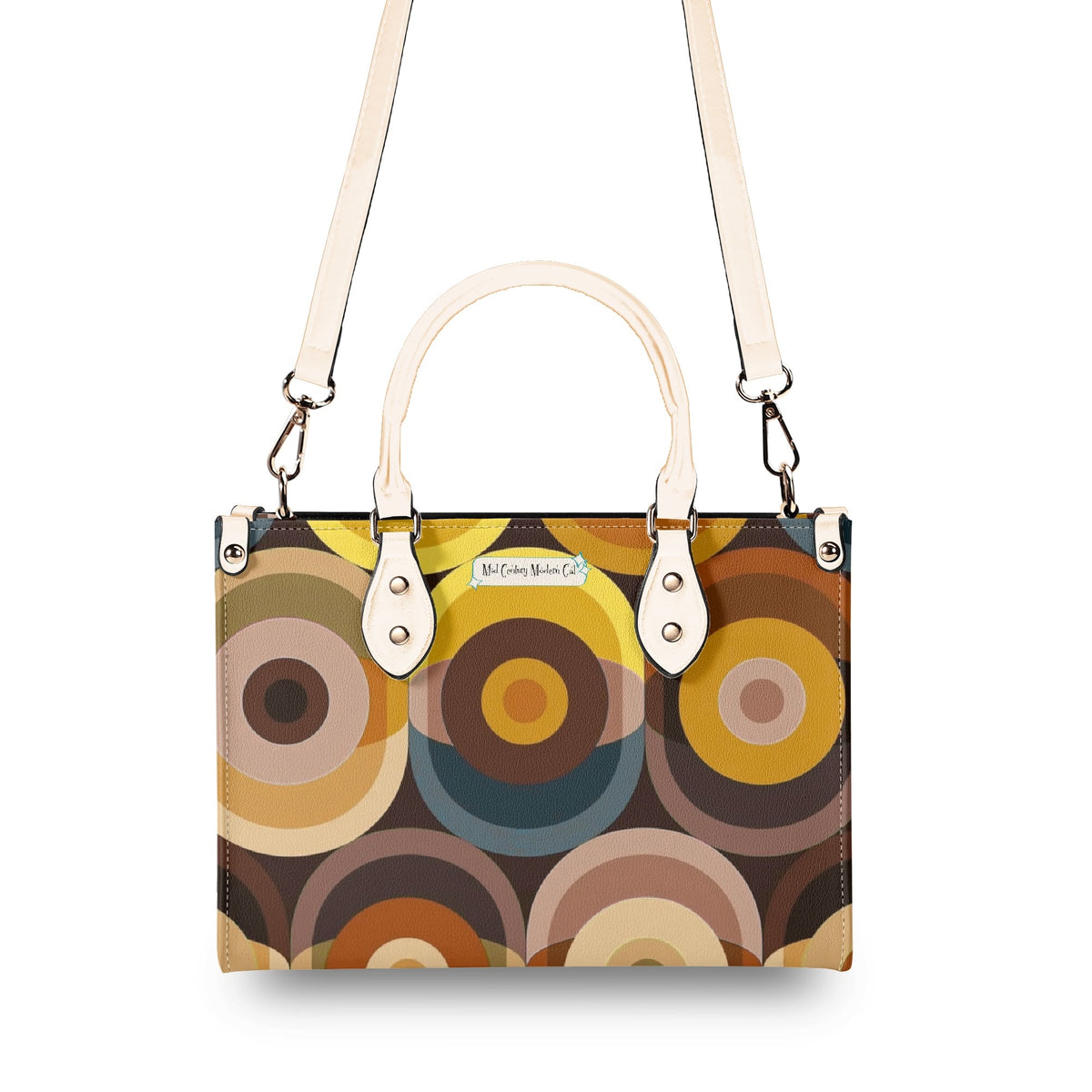 Groovy 70s Retro Owl, Mushroom, Floral Hipster Funky Flaired Handbag Shoulder Bag - Mid Century Modern Gal