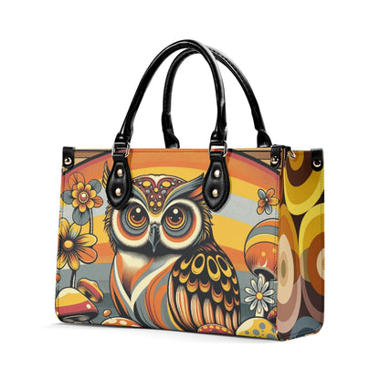 Groovy 70s Retro Owl, Mushroom, Floral Hipster Funky Flaired Handbag Shoulder Bag - Mid Century Modern Gal