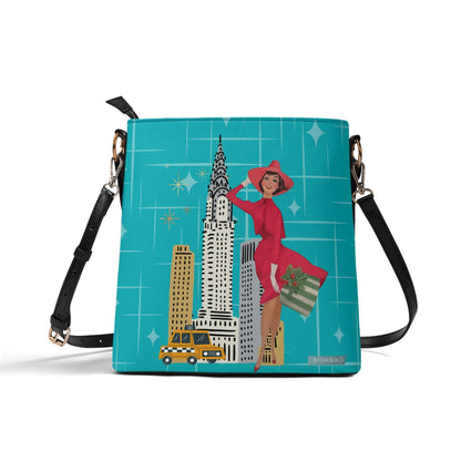 Mid Century Modern Christmas 50s Gal, Holiday Trendy Shoulder Bag - Mid Century Modern Gal