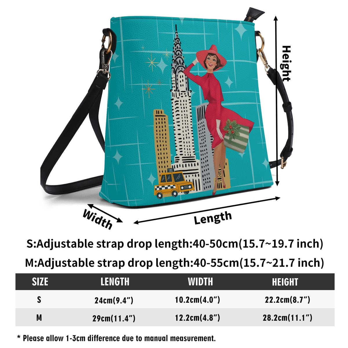 Mid Century Modern Christmas 50s Gal, Holiday Trendy Shoulder Bag - Mid Century Modern Gal