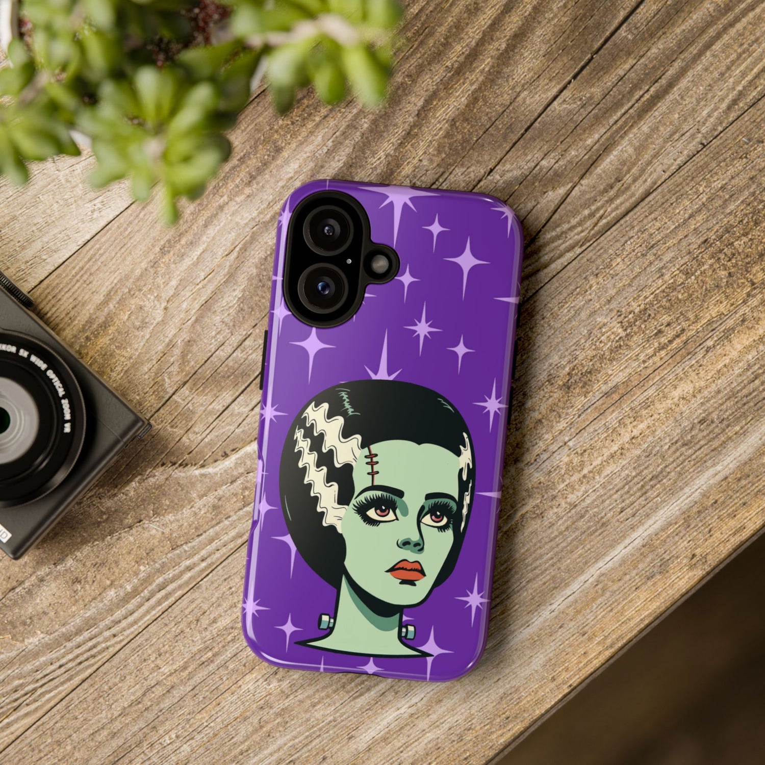 Bride of Frankenstein Retro Mid Mod Horror Buff Purple Halloween Tough Phone Case