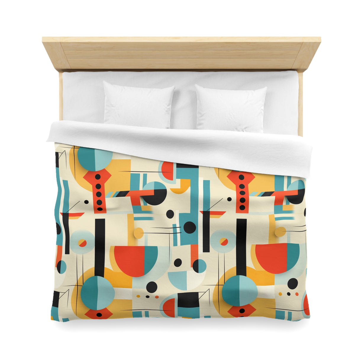Bauhaus Modern MCM Bedding Duvet Cover, Orange, Blue, Yellow, Minimalist Design - Mid Century Modern Gal