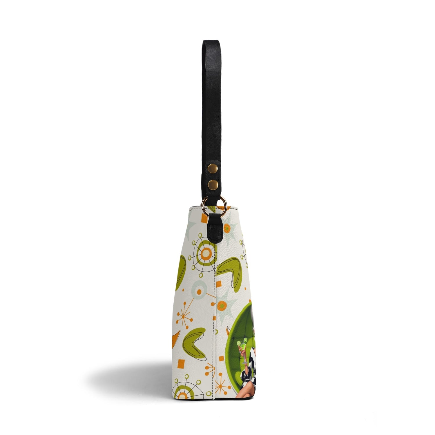 Mid Mod Retro Gals, Funky Fun Fashion Bag, Orange, Green Atomic Starbursts By MCM Gal, Mid Century Mod Kitschy Trendy Purse - Mid Century Modern Gal