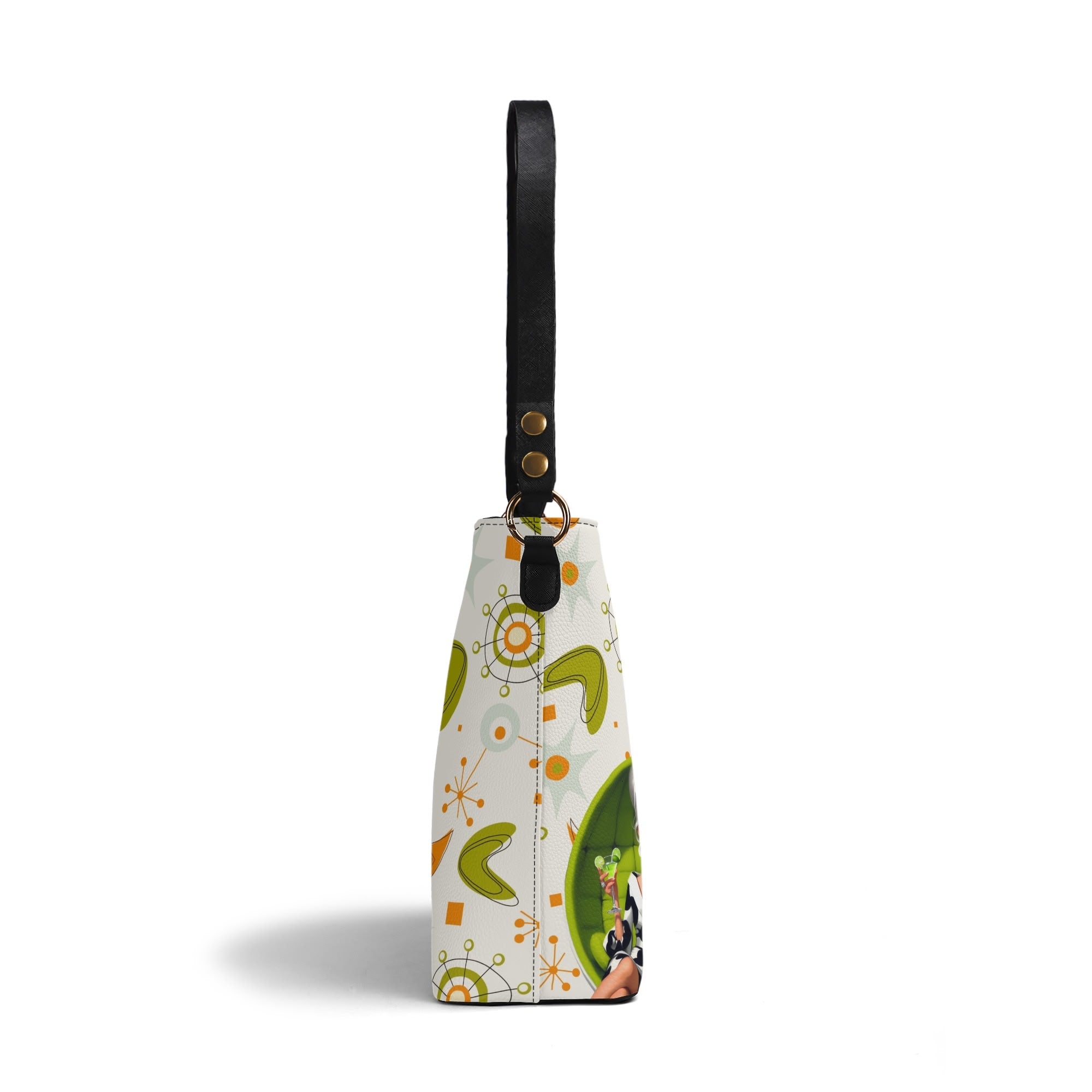 Mid Mod Retro Gals, Funky Fun Fashion Bag, Orange, Green Atomic Starbursts By MCM Gal, Mid Century Mod Kitschy Trendy Purse - Mid Century Modern Gal