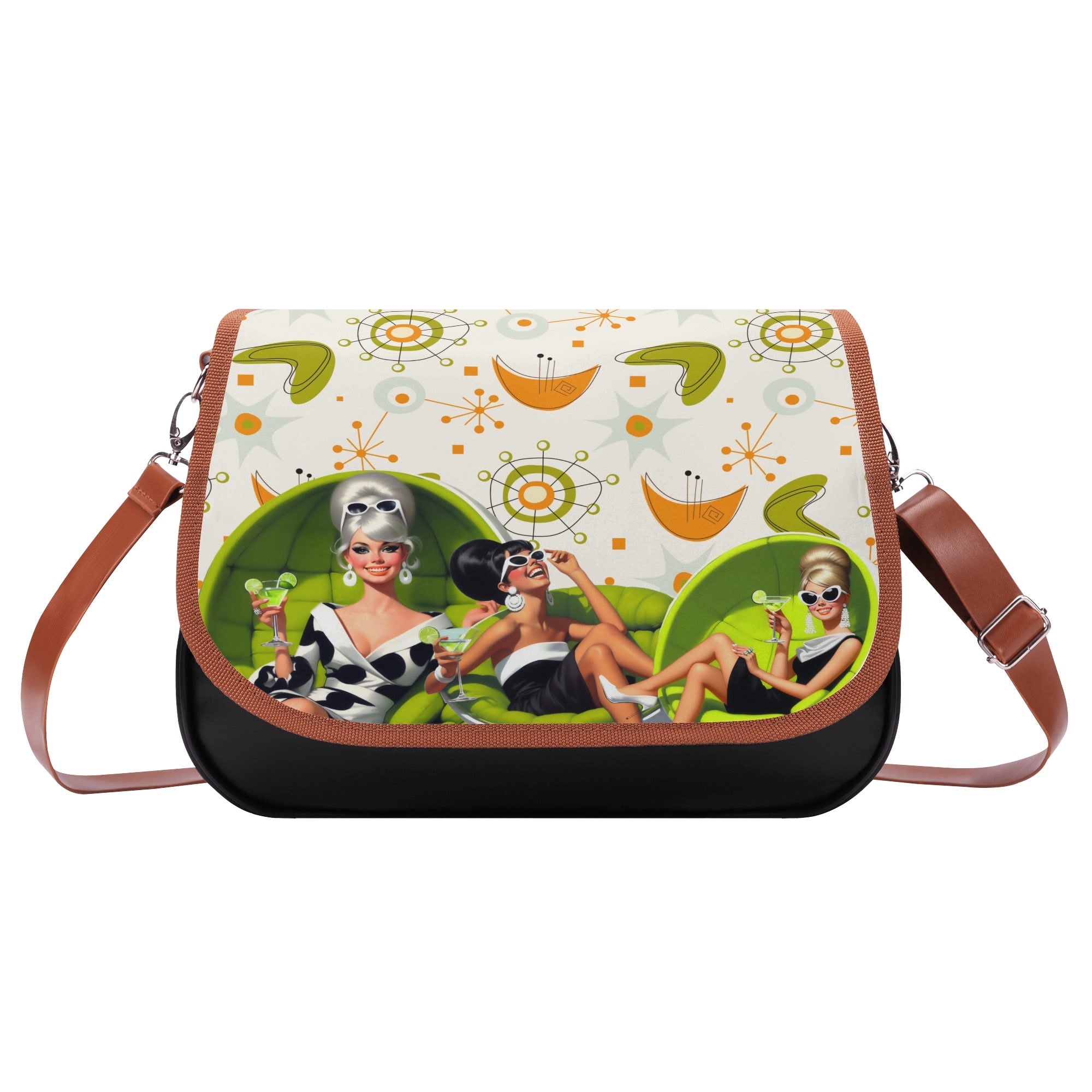 Mid Mod 60s Retro Gals, Atomic Mid Mod Retro Shoulder Bag - Mid Century Modern Gal