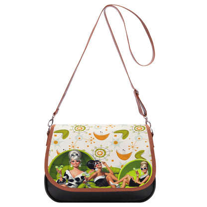 Mid Mod 60s Retro Gals, Atomic Mid Mod Retro Shoulder Bag - Mid Century Modern Gal