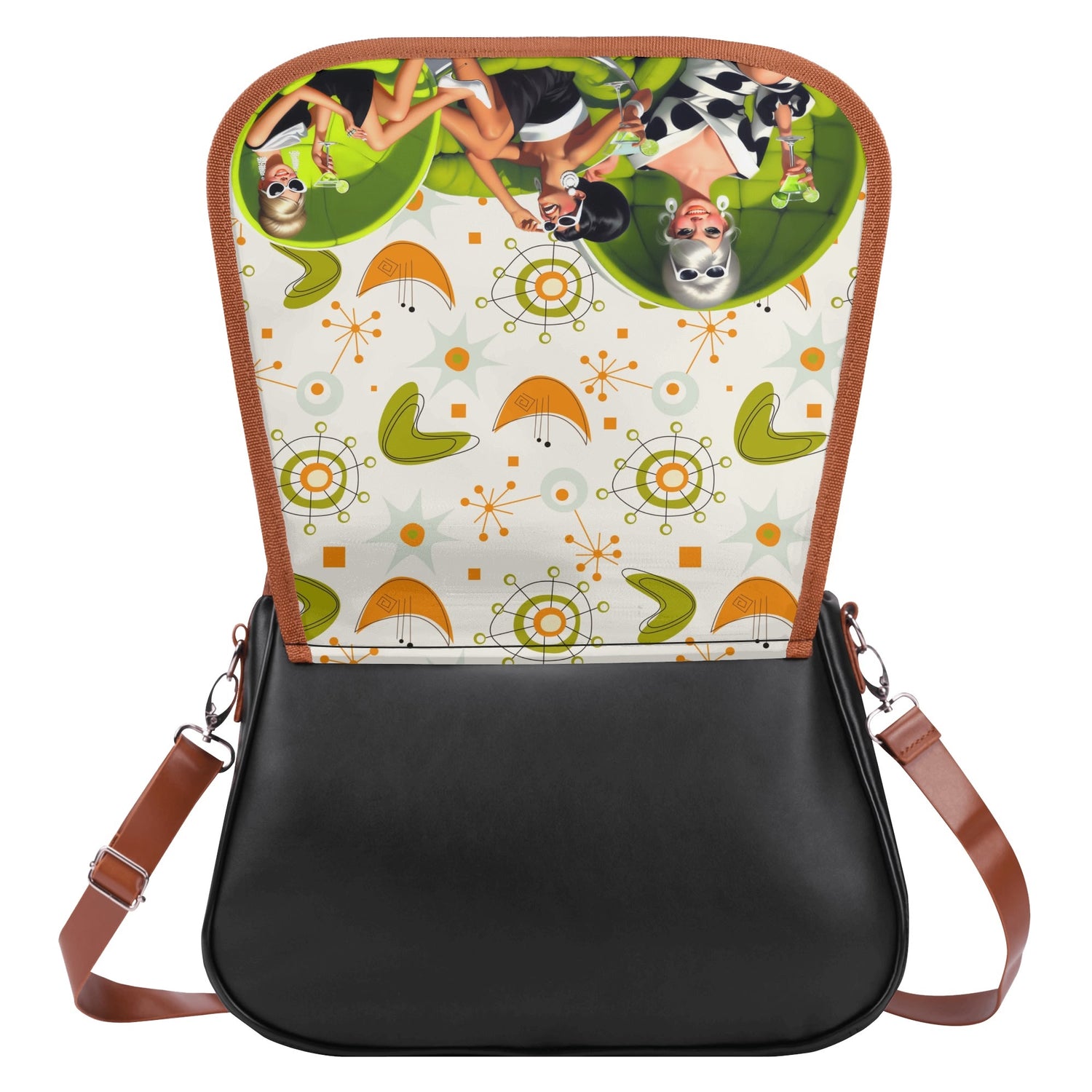 Mid Mod 60s Retro Gals, Atomic Mid Mod Retro Shoulder Bag - Mid Century Modern Gal
