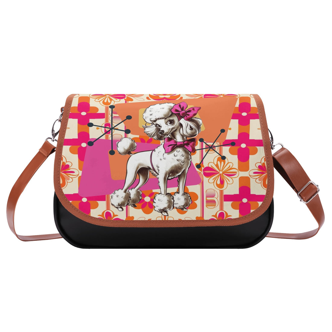 Mid Century Modern Atomic Poodle Kitschy Fun Pink Summer Vibes Shoulder Bag - Mid Century Modern Gal