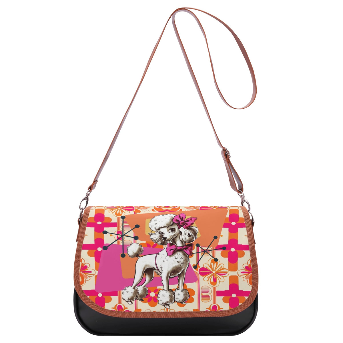 Mid Century Modern Atomic Poodle Kitschy Fun Pink Summer Vibes Shoulder Bag - Mid Century Modern Gal