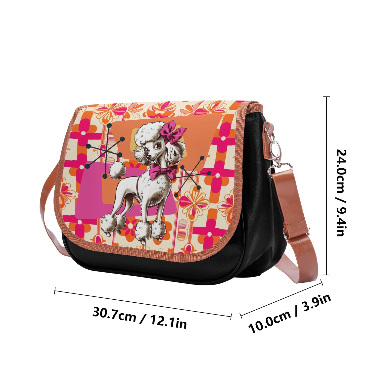 Mid Century Modern Atomic Poodle Kitschy Fun Pink Summer Vibes Shoulder Bag - Mid Century Modern Gal