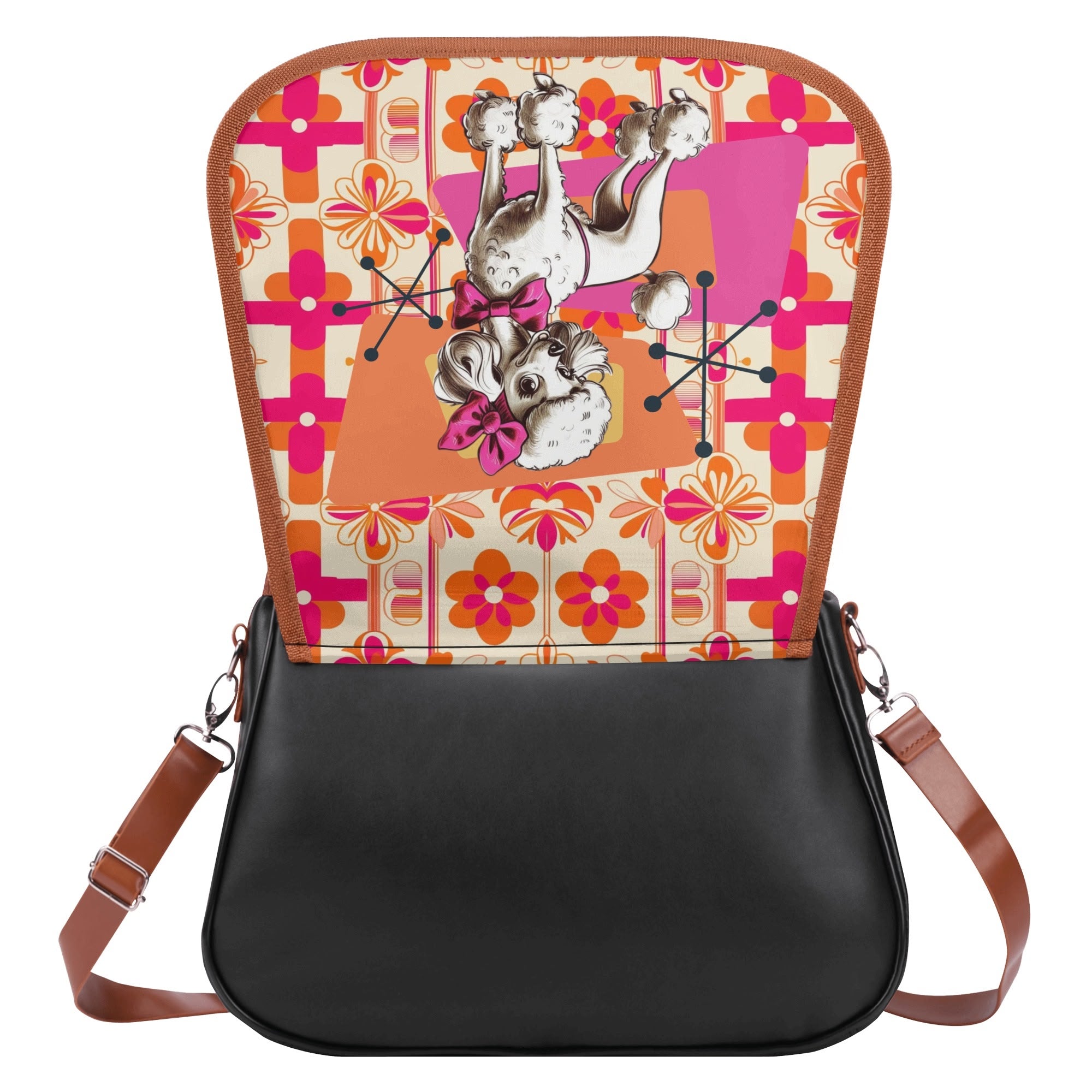 Mid Century Modern Atomic Poodle Kitschy Fun Pink Summer Vibes Shoulder Bag - Mid Century Modern Gal
