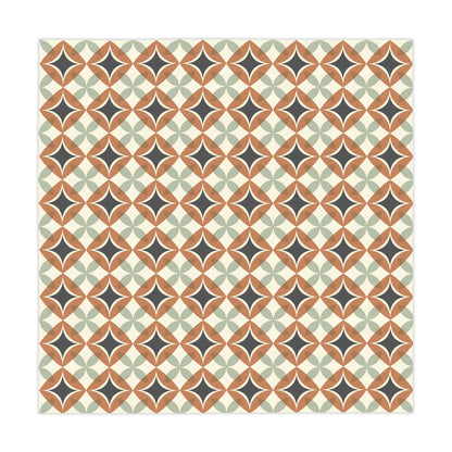Mid Century Modern Interlocking Geometric, Terracotta Sage Charcoal Tablecloth - Mid Century Modern Gal