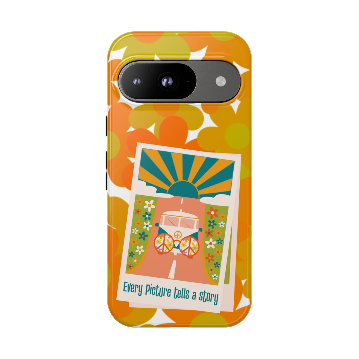 Retro Phone Case, Orange Flower Power, Polaroid Picture, Mod Smart Phone Tough Phone Cases