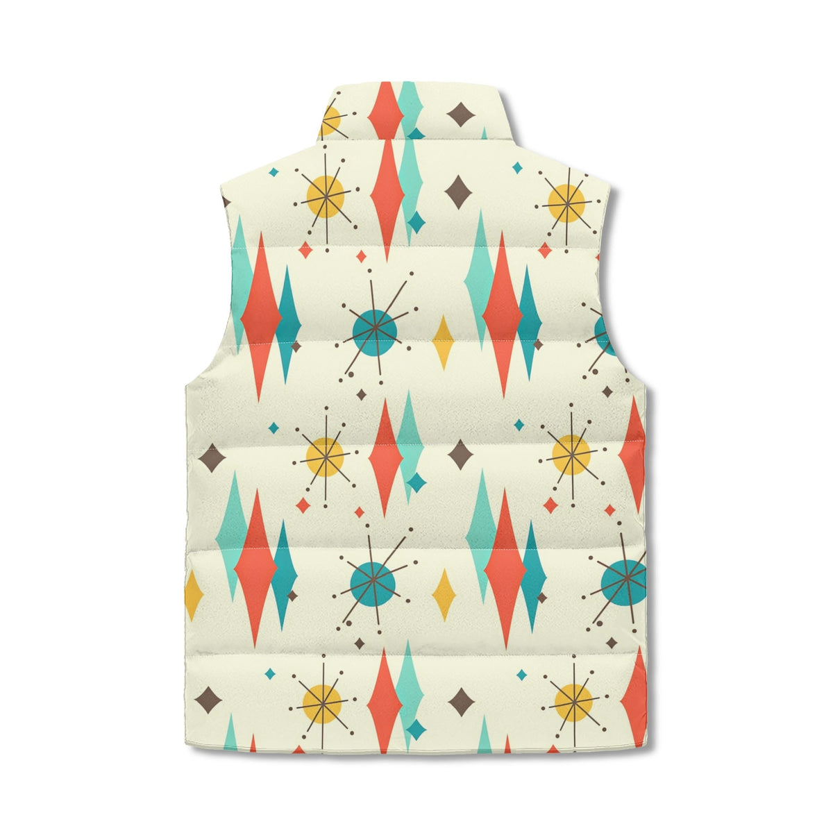 Mid Century Modern Franciscan Starburst Retro Lightweight Puffer Vest - Mid Century Modern Gal
