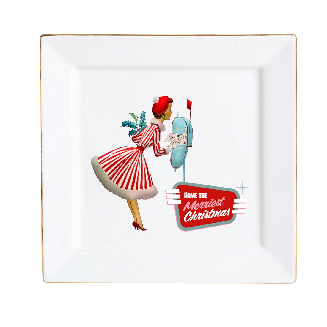 Mid Century Modern Holiday Kitschy Mod 50s Designed Dessert Or Appetizer Plates - Mid Century Modern Gal