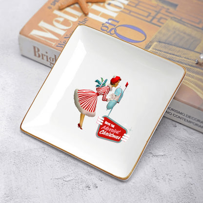 Mid Century Modern Holiday Kitschy Mod 50s Designed Dessert Or Appetizer Plates - Mid Century Modern Gal