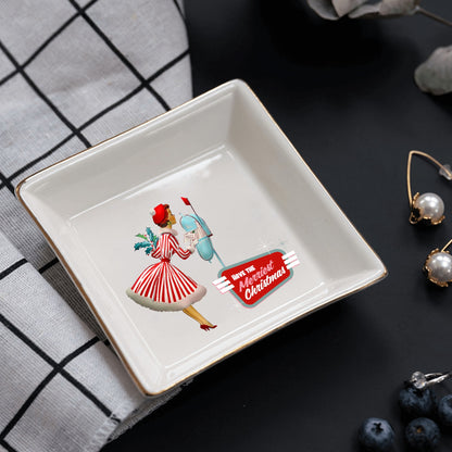 Mid Century Modern Holiday Kitschy Mod 50s Designed Dessert Or Appetizer Plates - Mid Century Modern Gal