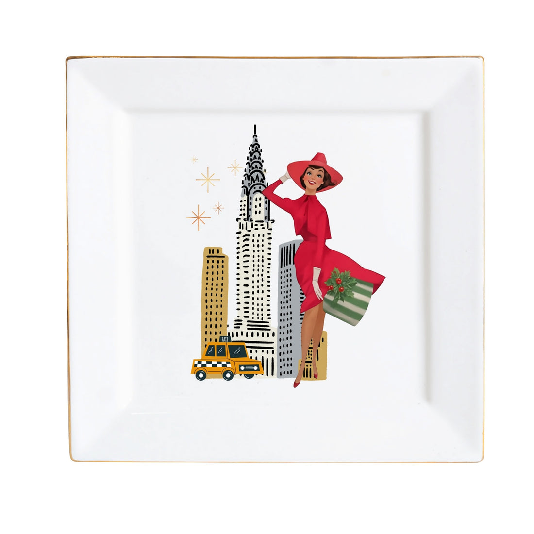 Holiday Kitsch Mid Century Modern Mod Gal Christmas Dessert Or Appetizer Plates - Mid Century Modern Gal