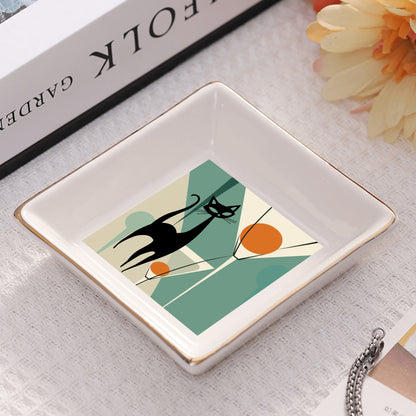 Atomic Cat Mid Century Modern Appetizer Dessert Plates - Mid Century Modern Gal