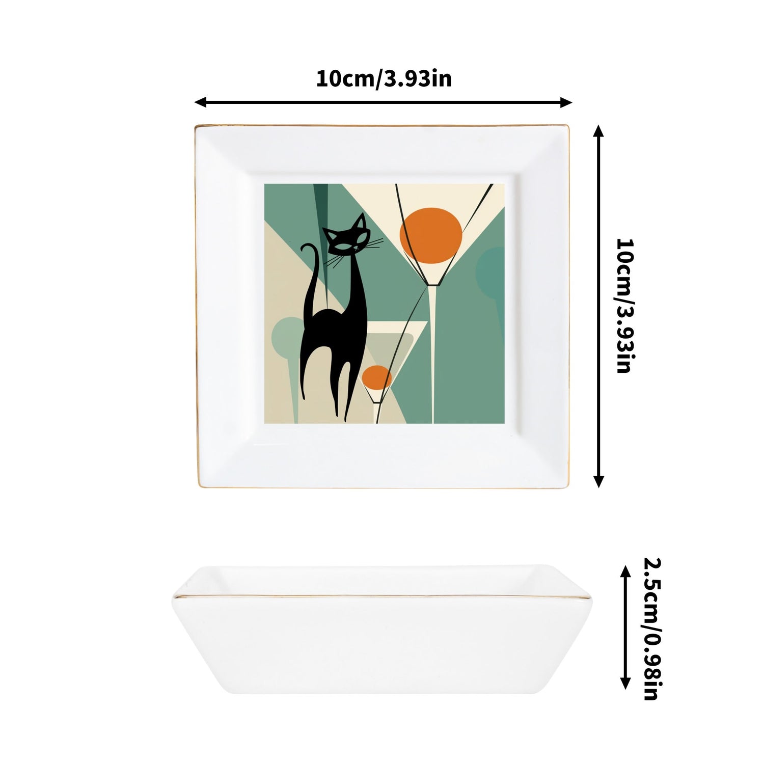 Atomic Cat Mid Century Modern Appetizer Dessert Plates - Mid Century Modern Gal