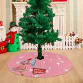 Mid Century Modern Atomic Pink Retro Santa And Merry Christmas Mod Gal Tree Skirt - Mid Century Modern Gal