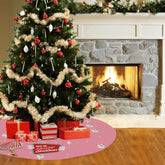 Mid Century Modern Atomic Pink Retro Santa And Merry Christmas Mod Gal Tree Skirt - Mid Century Modern Gal