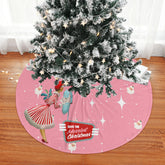 Mid Century Modern Atomic Pink Retro Santa And Merry Christmas Mod Gal Tree Skirt - Mid Century Modern Gal