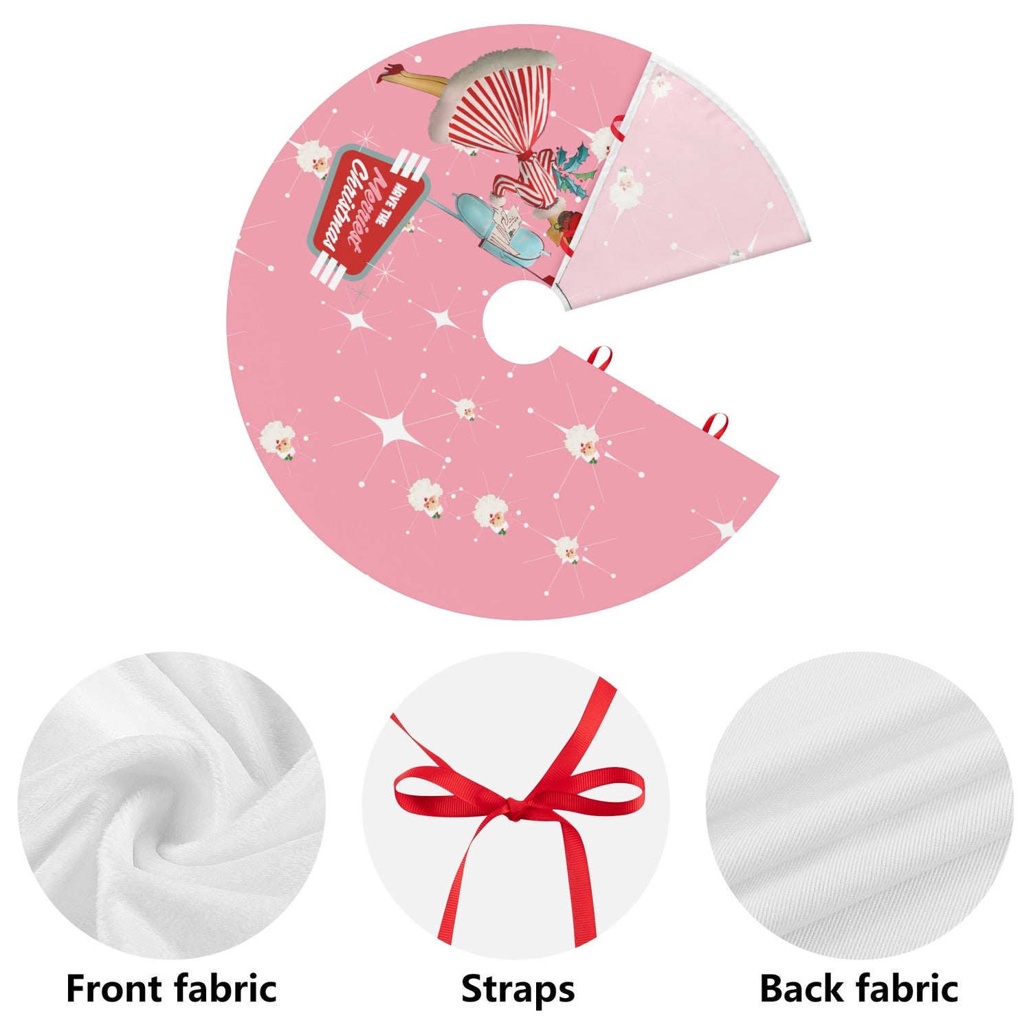 Mid Century Modern Atomic Pink Retro Santa And Merry Christmas Mod Gal Tree Skirt - Mid Century Modern Gal