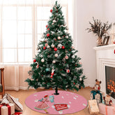 Mid Century Modern Atomic Pink Retro Santa And Merry Christmas Mod Gal Tree Skirt - Mid Century Modern Gal