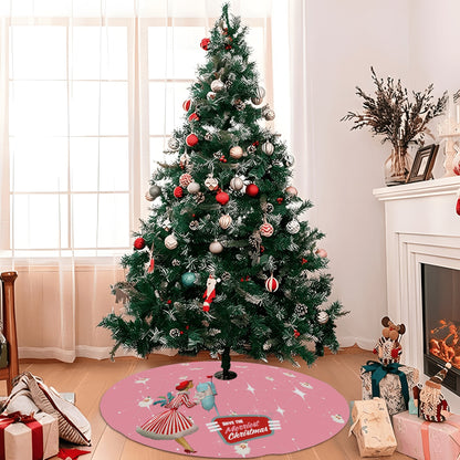 Mid Century Modern Atomic Pink Retro Santa And Merry Christmas Mod Gal Tree Skirt - Mid Century Modern Gal