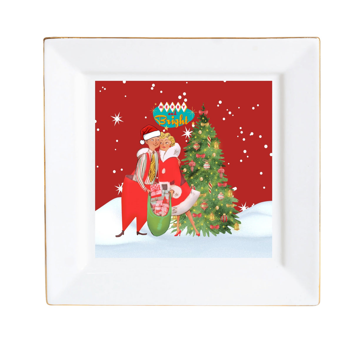 Mid Century Modern Kitschy Mod 50s Christmas Party Plates - Mid Century Modern Gal