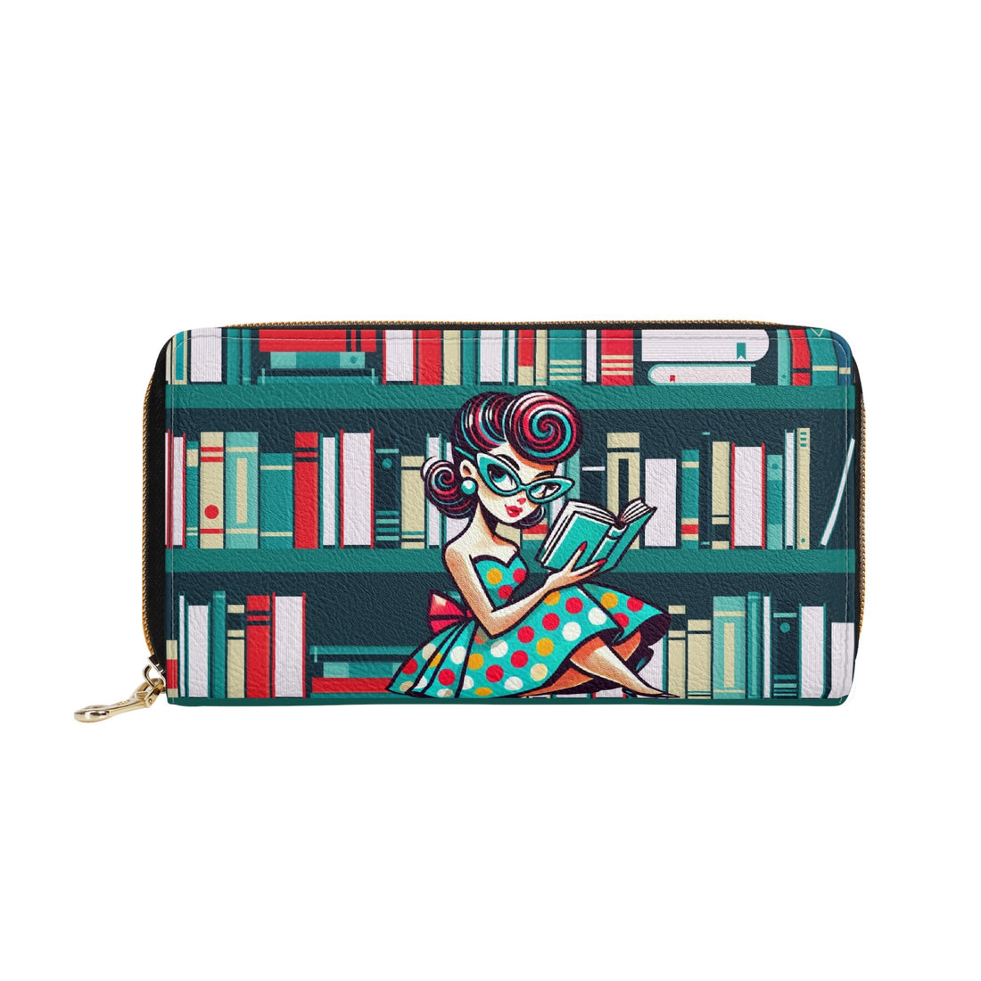 Retro Mod Gal Book Lover Kitschy Style Wallet - Mid Century Modern Gal