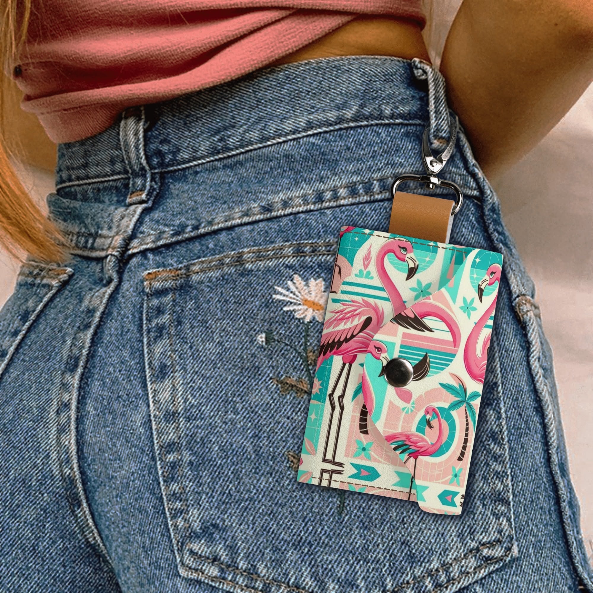 Flamingo Palm Springs Cali Kitschy Key Chain - Mid Century Modern Gal