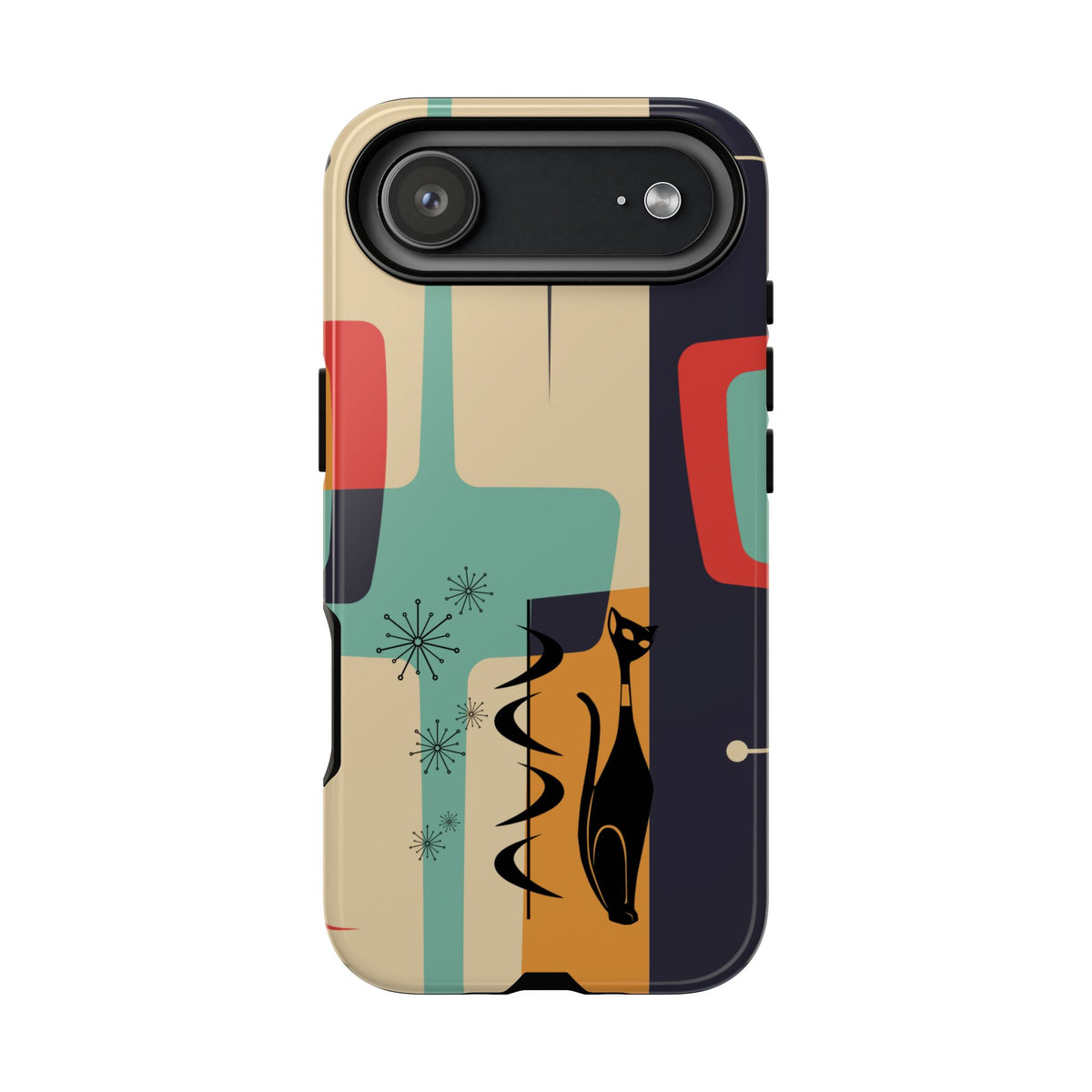 Mid Century Modern, Geometric, Atomic Cat Groovy Smart Phones Tough Phone Cases