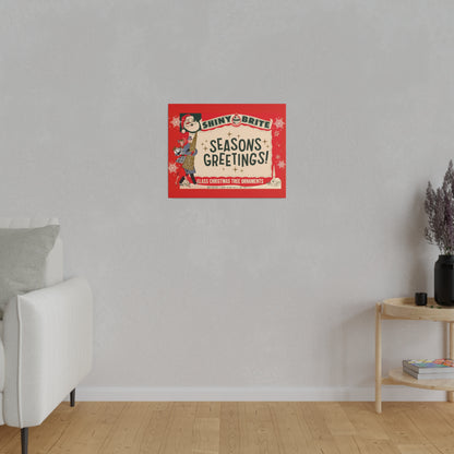 Shiny Brite Vintage Ad, Mid Century Modern Kitschy Christmas Deocr Matte Canvas