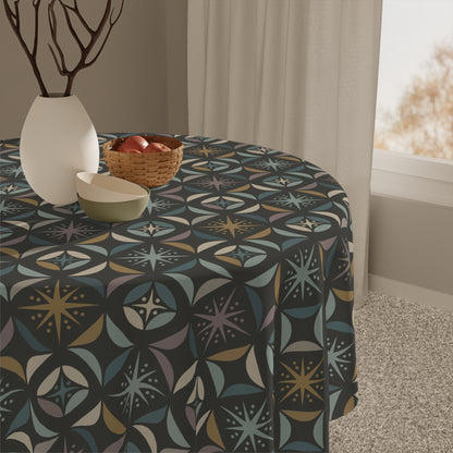 Mid Century Modern Elegant Gray Geometric Starburst Tablecloth - Mid Century Modern Gal