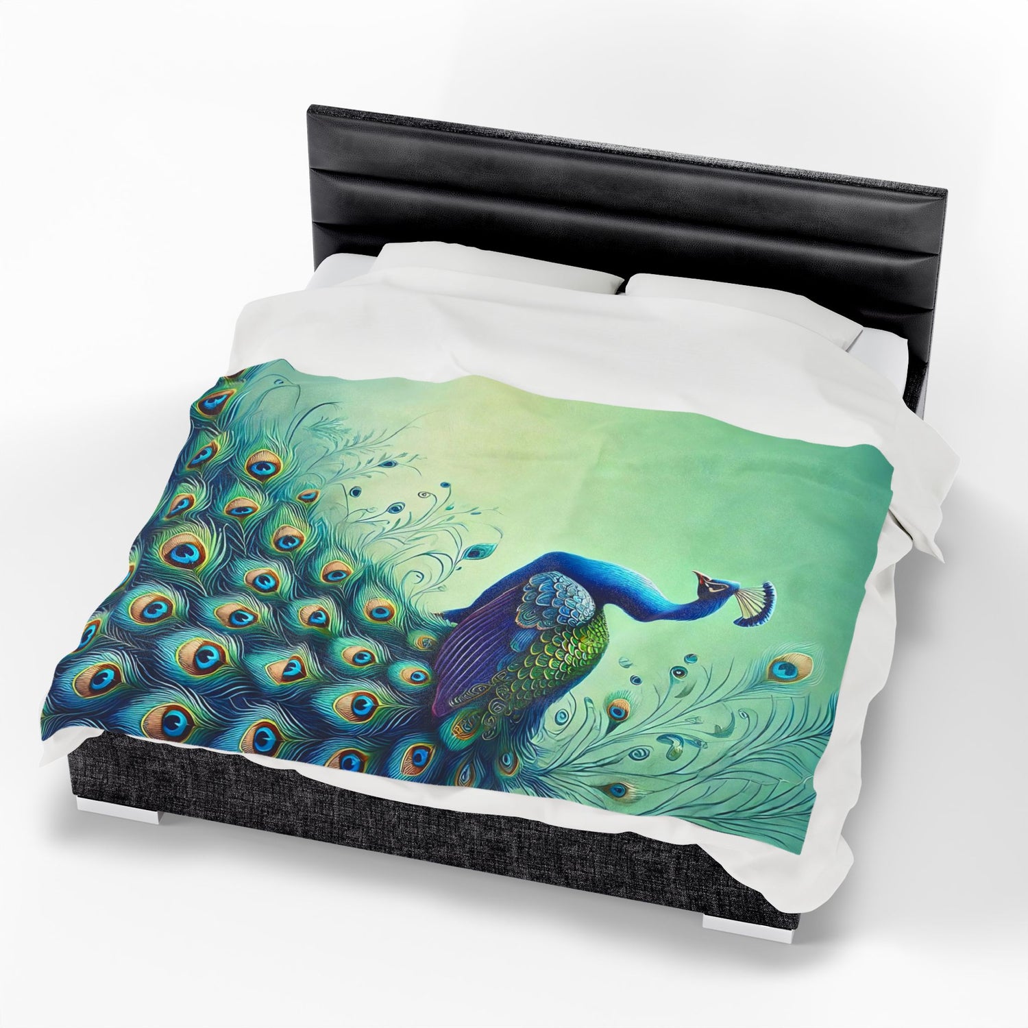 Chinoiserie Throw Blanket, Vibrant Peacock Velveteen Plush Blanket - Cozy Décor for Home and Gifts - Mid Century Modern Gal