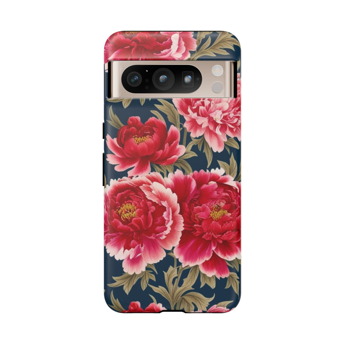 Chinoiserie Royal Blue Pink, Red Roses And Peony Floral Tough Phone Case