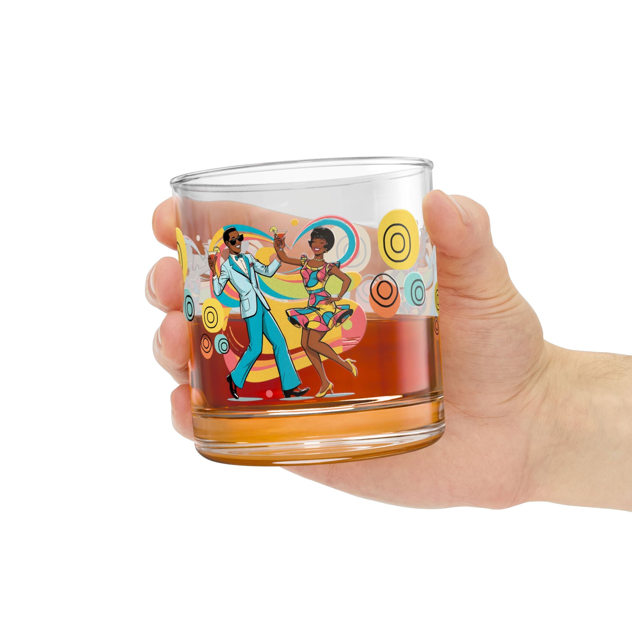 Mid Mod Retro Black Couple Dance Party Mid Century Modern Barware Bourbon Whiskey Cocktail Glass - Mid Century Modern Gal