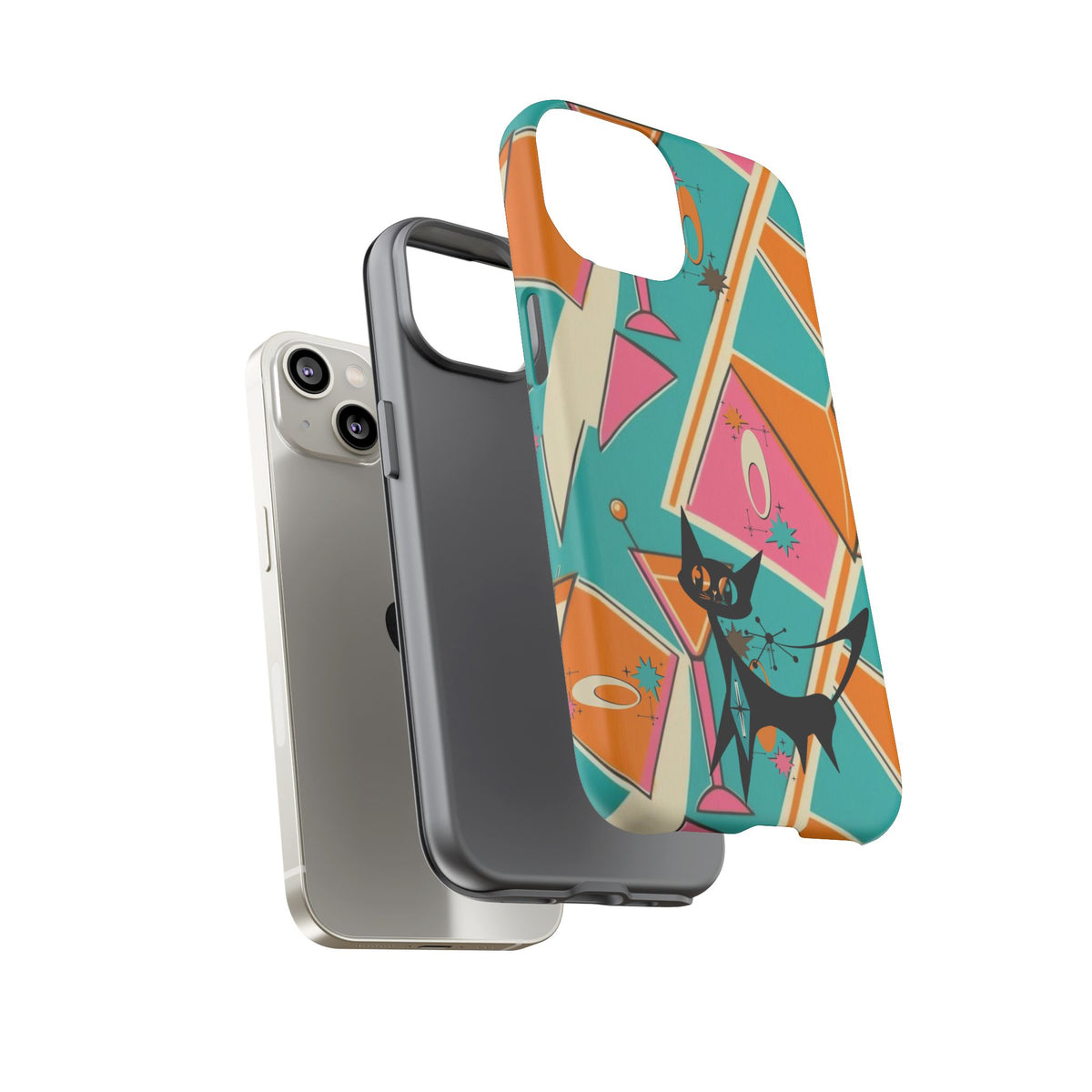 Atomic Cat Mid Mod Retro Cat Phone Case - Tough Cases for Stylish Cat Lovers