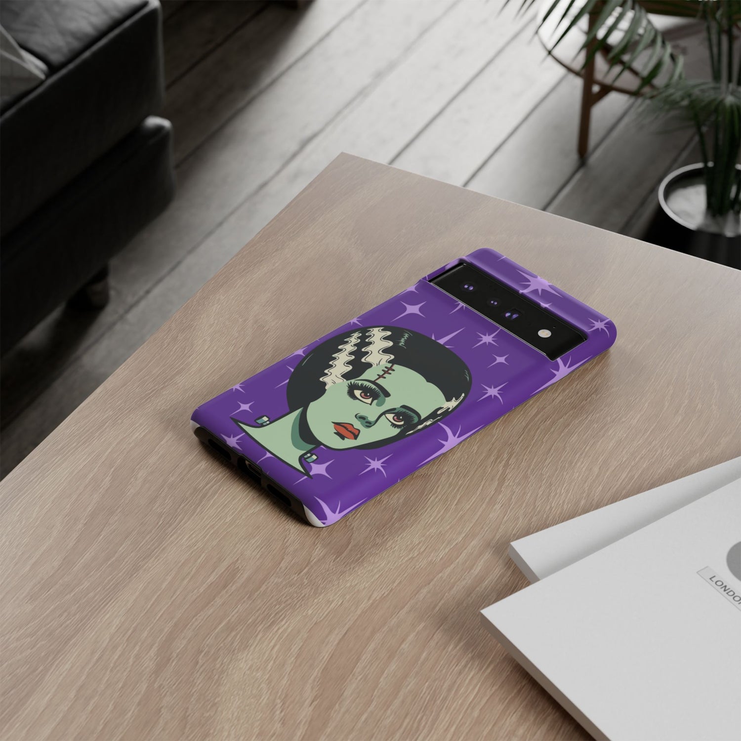 Bride of Frankenstein Retro Mid Mod Horror Buff Purple Halloween Tough Phone Case