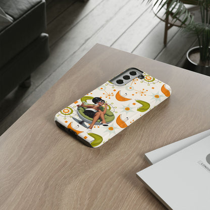 Mid Century Modern Atomic Starburst Mid Mod 60s Gal Retro Chic Tough Phone Case with Vintage Glamour Design