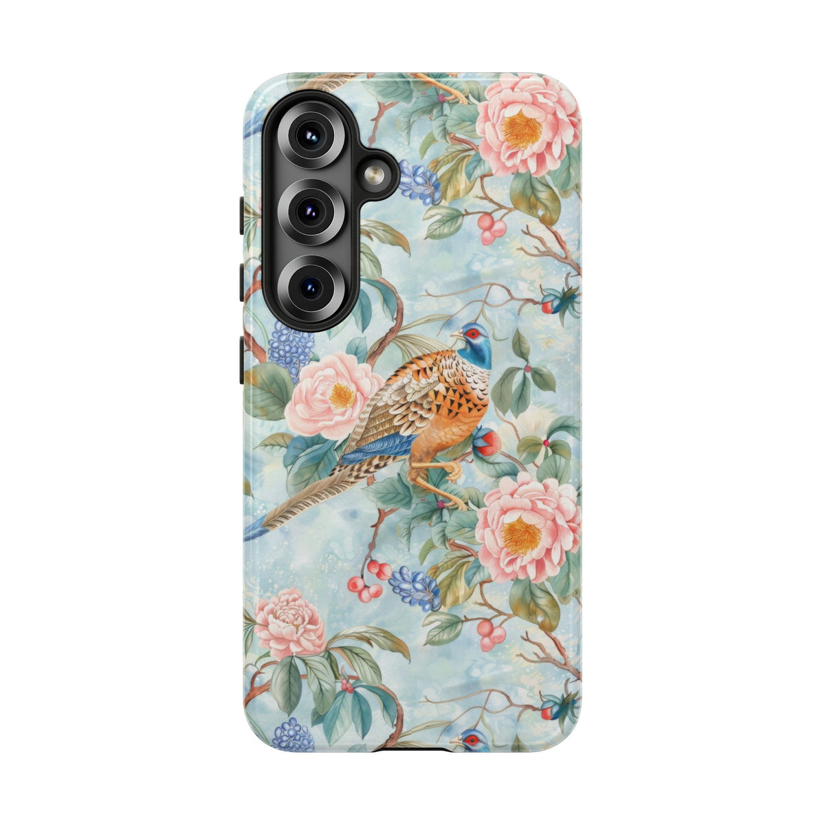 Chinoiserie Designed Floral Pheasant Phone Case with Bird Design