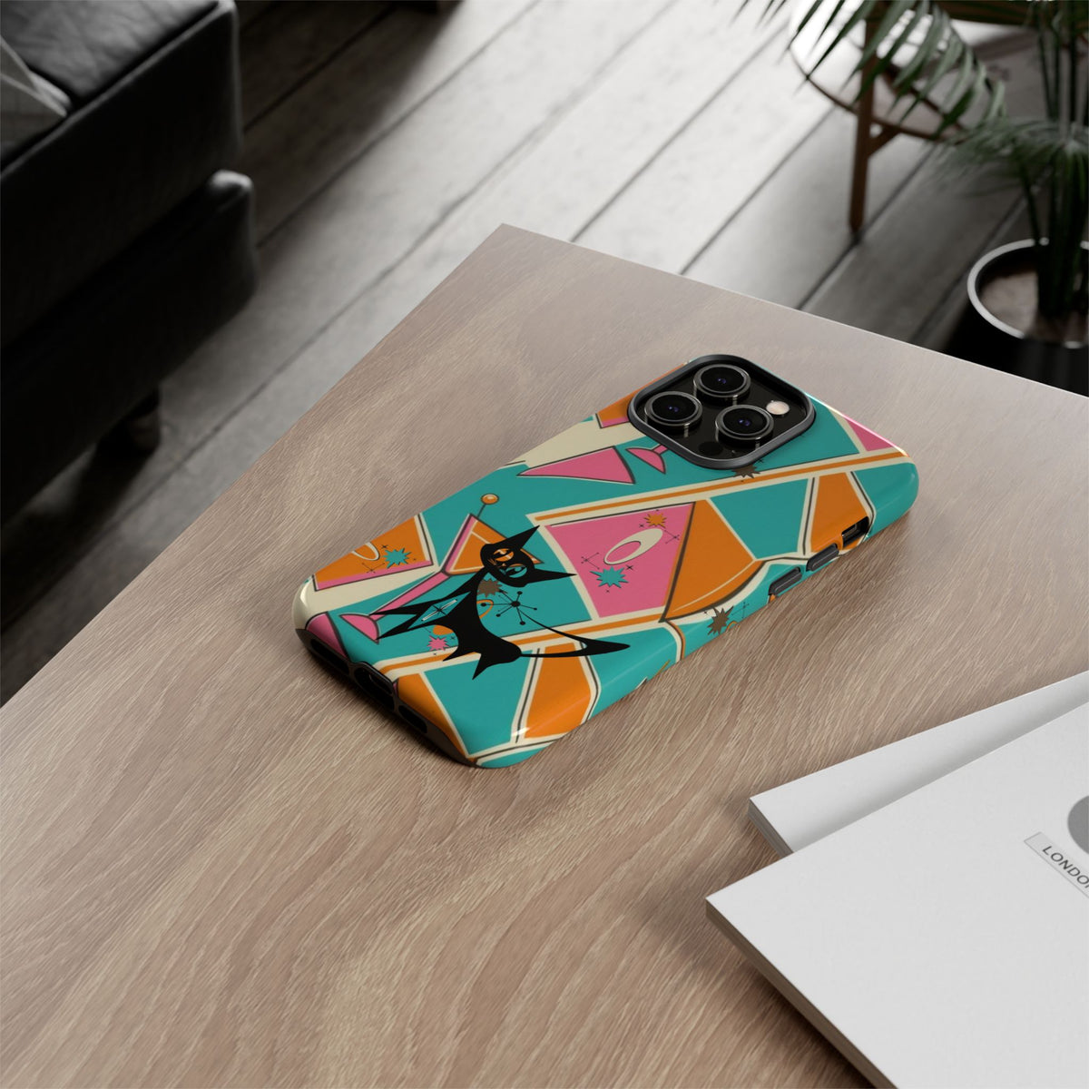 Atomic Cat Mid Mod Retro Cat Phone Case - Tough Cases for Stylish Cat Lovers