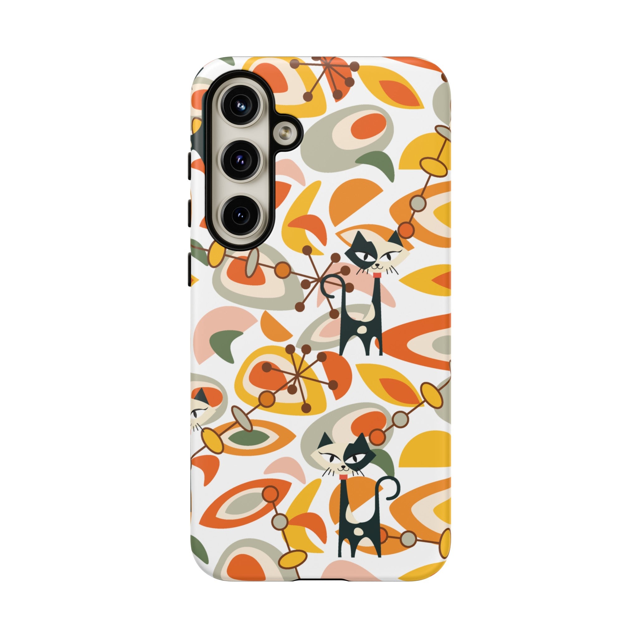 Atomic Cat Mid Mod Orange, Yellow, Groovy Cat Smart Phone Tough Cases