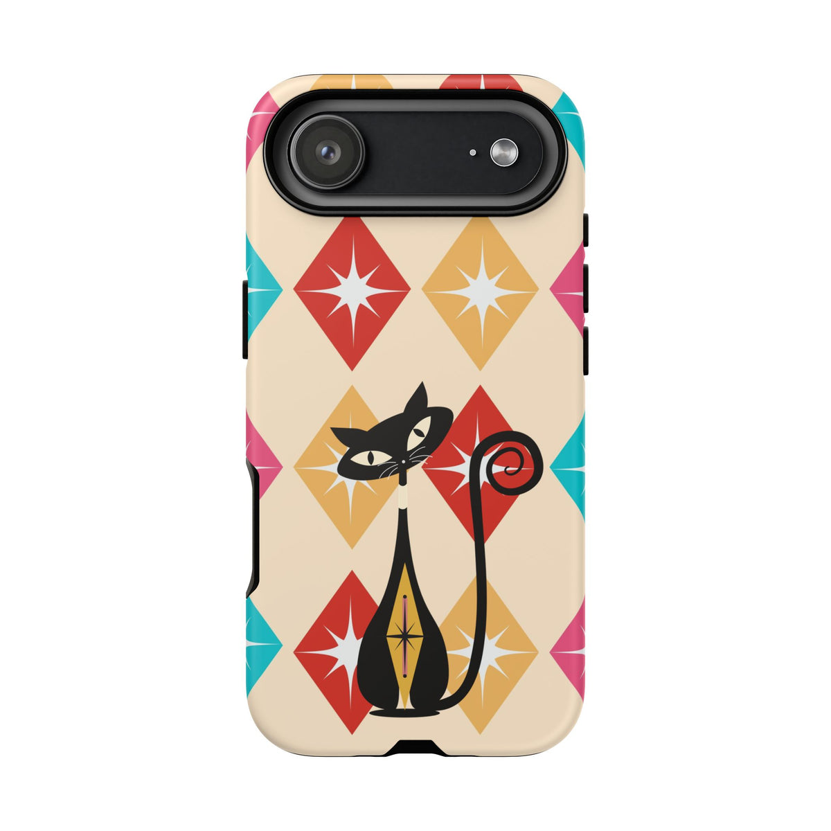 Mid Century Modern Atomic Cat, Atomic 50s Diamonds Retro Phone Tough Cases