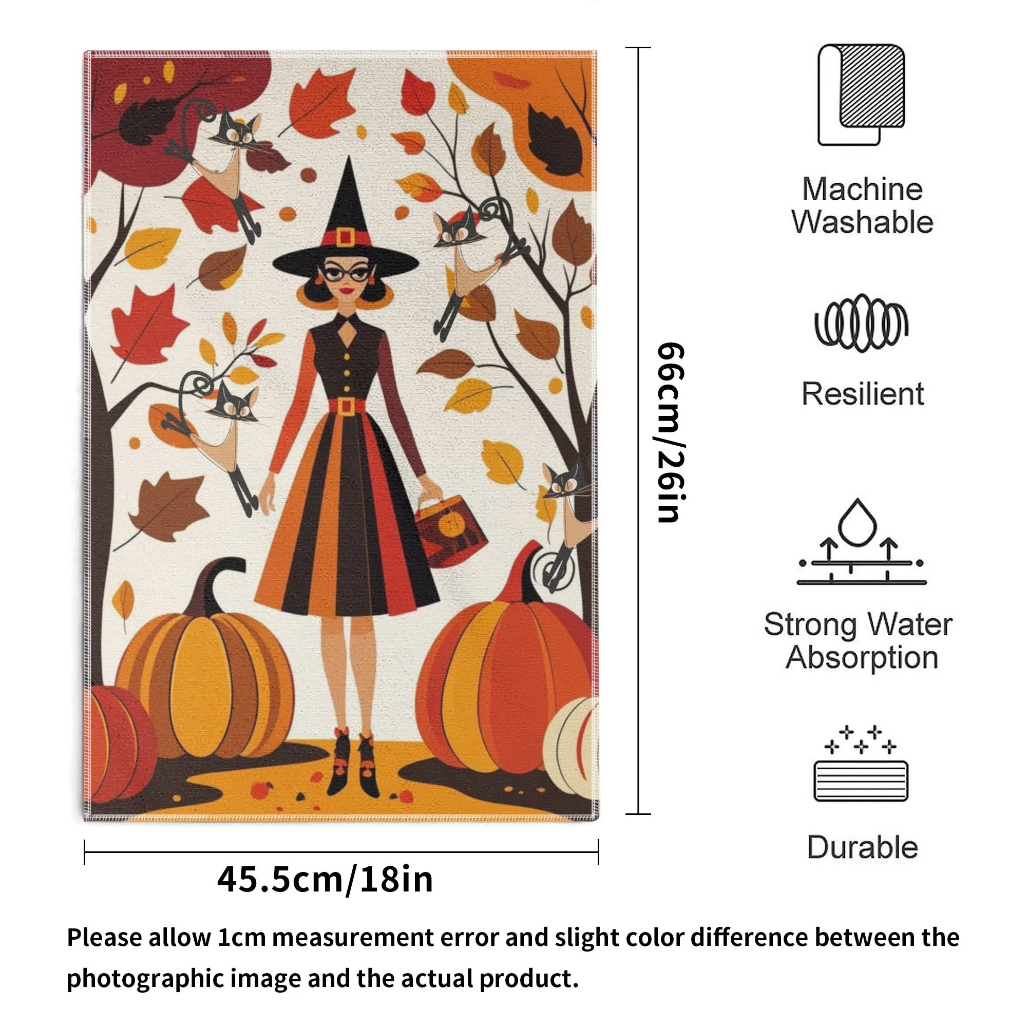 Mid Century Modern Fall Seasonal Kitchen Bath Towels, Kitschy Witches, Atomic Cats Harvest Decor - Mid Century Modern Gal