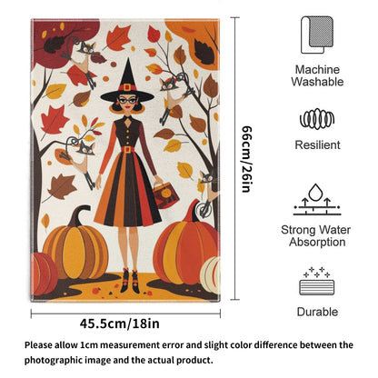Mid Century Modern Fall Seasonal Kitchen Bath Towels, Kitschy Witches, Atomic Cats Harvest Decor - Mid Century Modern Gal